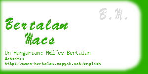 bertalan macs business card